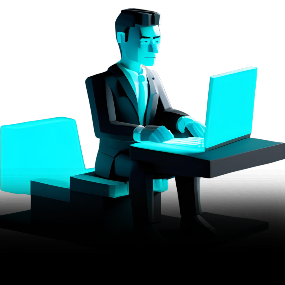 3D Illustration of person using laptop